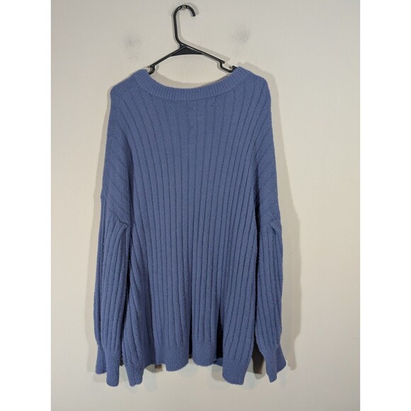 Aerie Sweater Women Sz S Blue Ribbed Buttercream Oversized Slouchy Pullover - Picture 2 of 7
